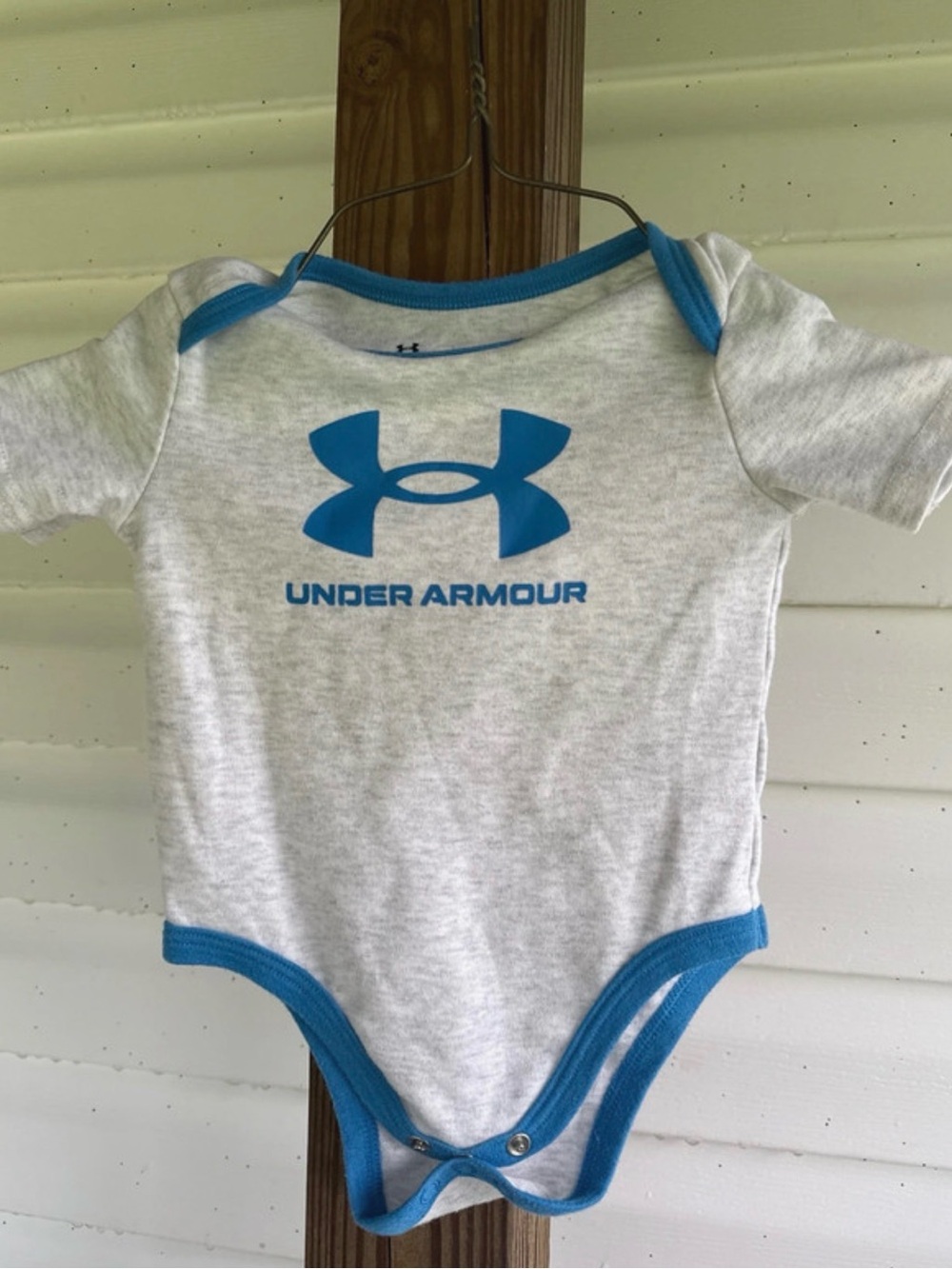 Under Armour Gray and Blue Logo Infant Bodysuit
